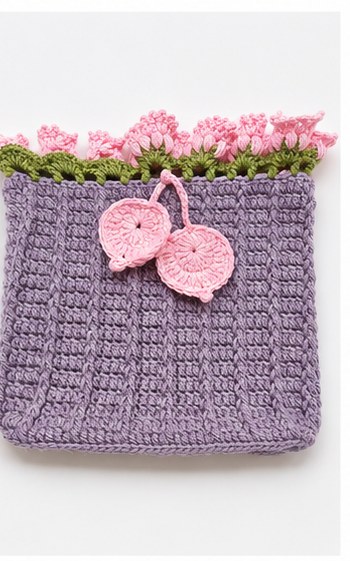 Lavender Wall Pouch with Pink Florals